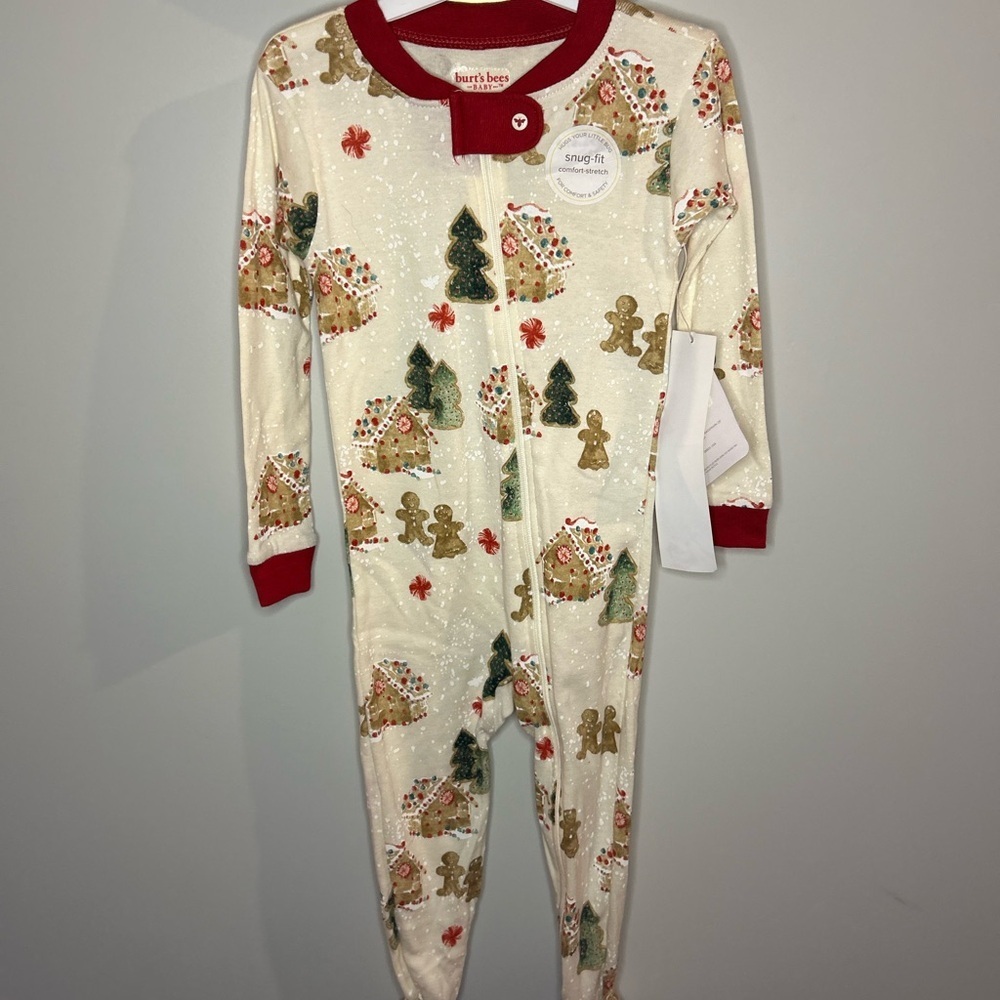 Burt's Bees Baby Festive Cream and Red Onesie